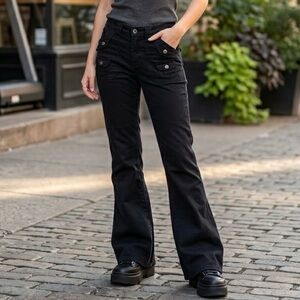Illegal CARGO Black Wide Leg Flare Utility Pants Y2K Utilitycore Gorpcore Grunge